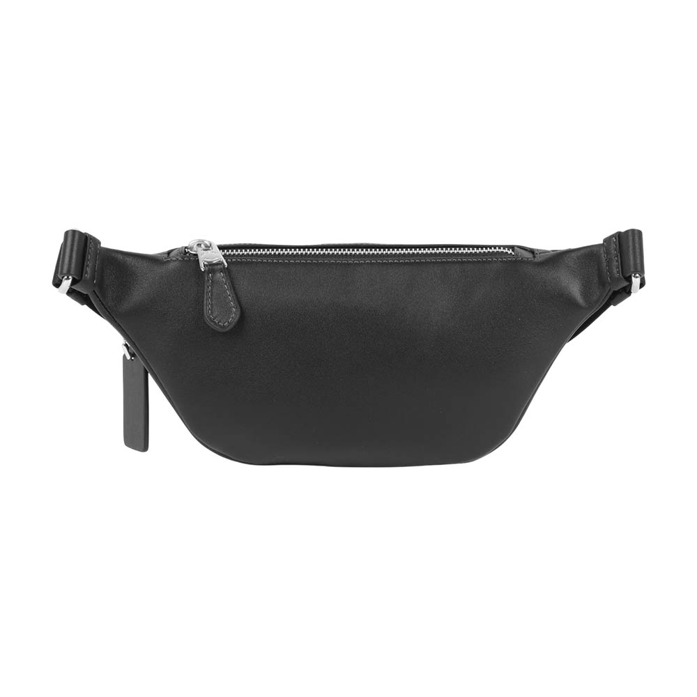 COACH Warren CC Logo 牛仔布及皮革迷你腰包(銀色/黑色), , large