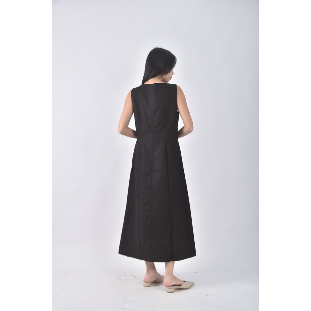 (S) laura ashley質感素面黑色洋裝二手衣, , large