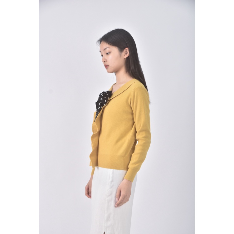 (S) betty s質感蝴蝶結黃色長袖上衣二手衣, , large