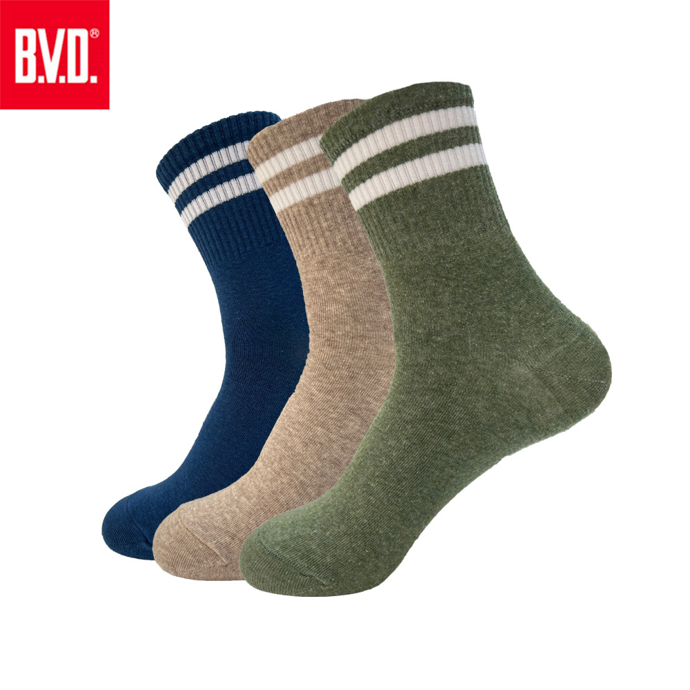【BVD】3/4雙條直角女襪<黑>B562 短襪 長襪 休閒穿搭襪