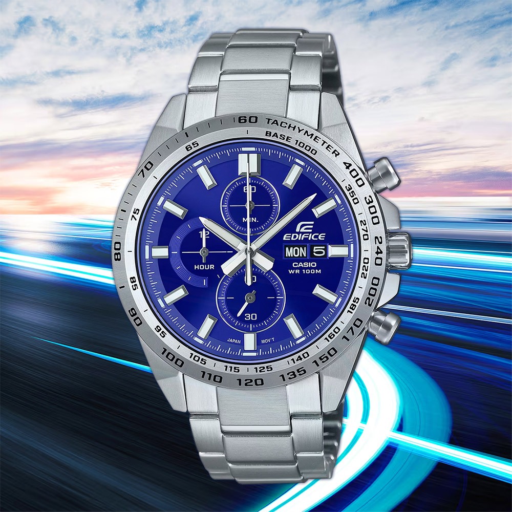 CASIO 卡西歐 EDIFICE 經典運動三眼計時手錶 EFR-574D-2A, , large