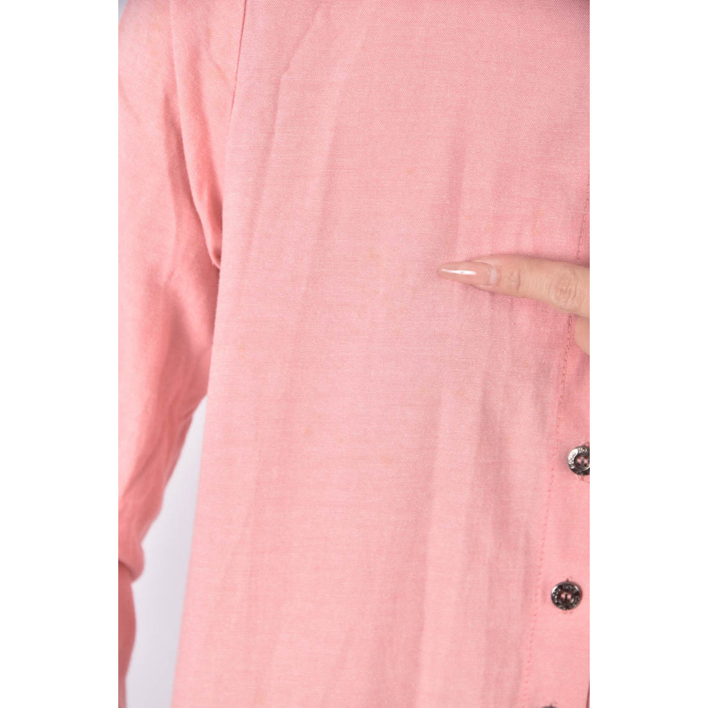 (S) 排扣粉色襯衫上衣二手衣, , large