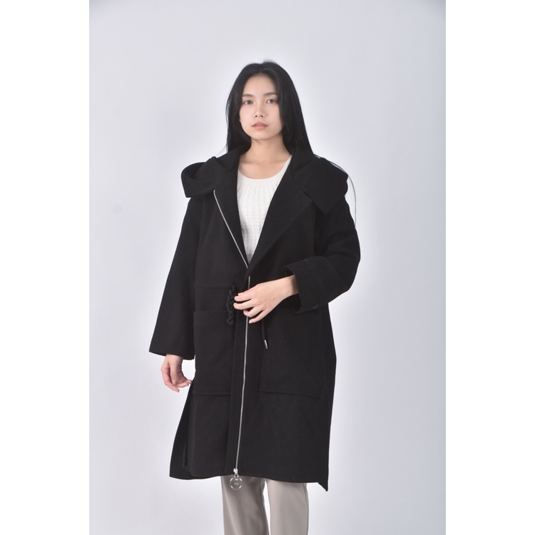 (XL) united colors of benetton質感大衣黑色外套二手衣, , large