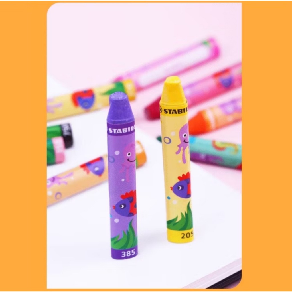 【德國天鵝STABILO】 Trio 三角筆身油性粉蠟筆 12/24色 兒童蠟筆12色(ST2612), , large