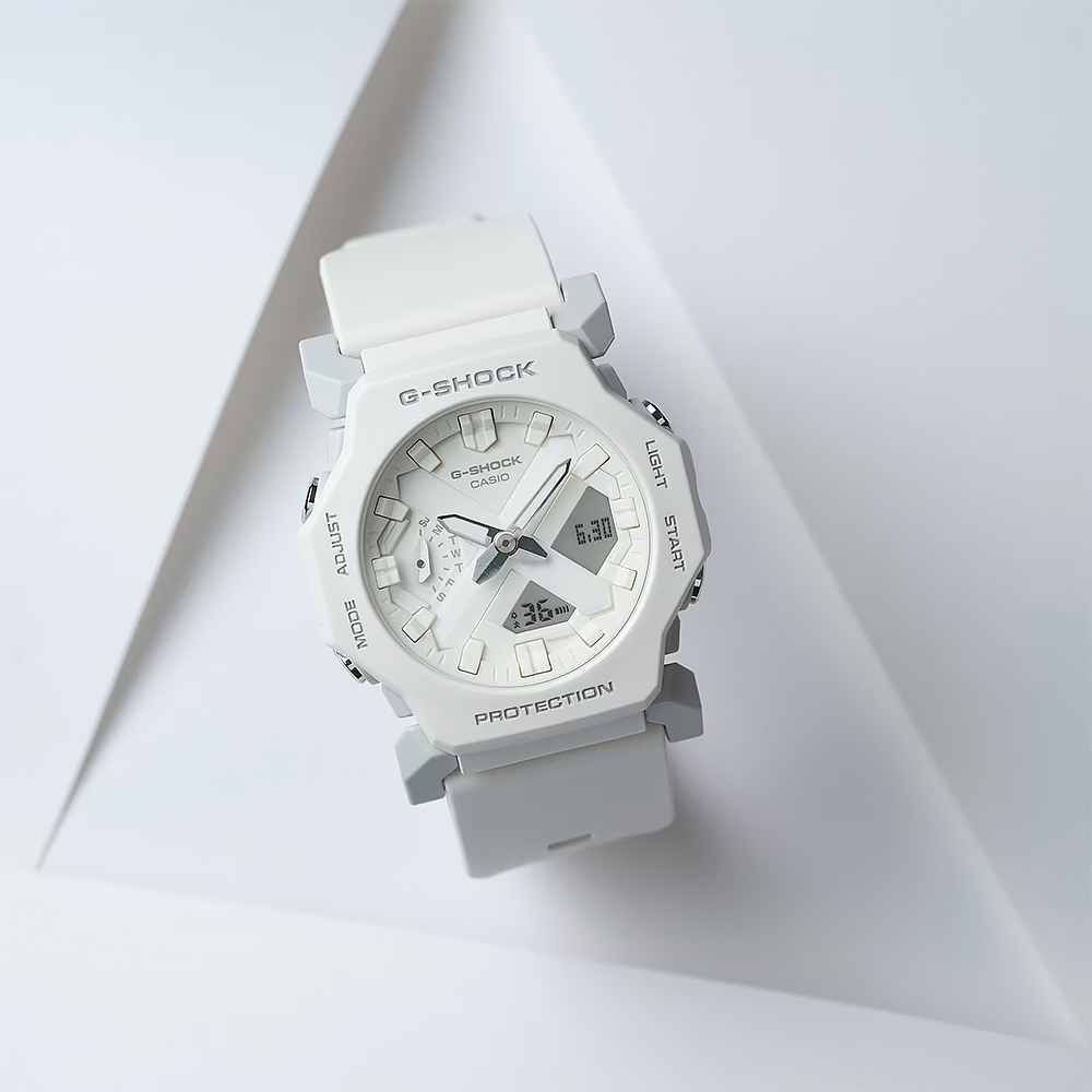 CASIO 卡西歐 G-SHOCK 極簡纖薄小巧雙顯手錶-白 GA-2300-7A, , large