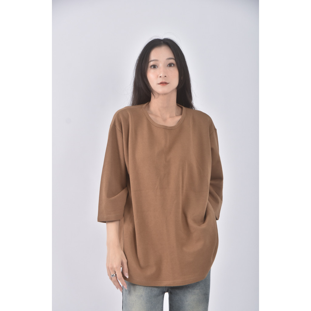 (XL) yoom韓牌質感圓領棕色長袖上衣二手衣, , large