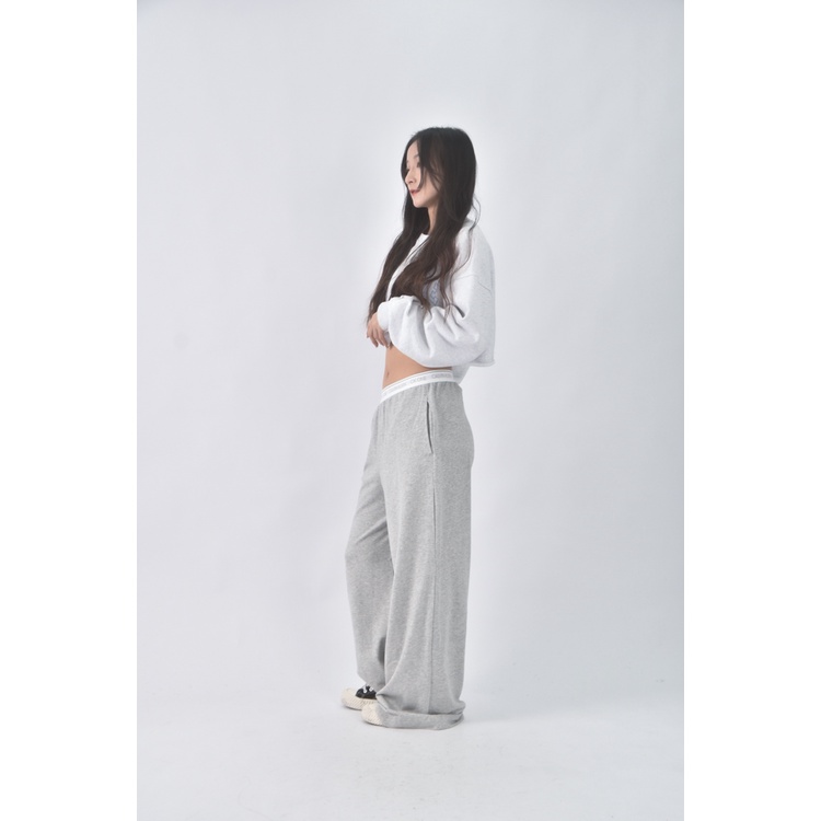 (4XL（含）以上) calvin klein高腰質感腰部logo灰色長褲二手衣, , large
