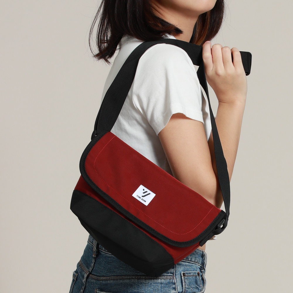 【YUNJOIN】TWILL-輕量側背包-黑色 郵差包 兩用包 小包 掀蓋包, , large