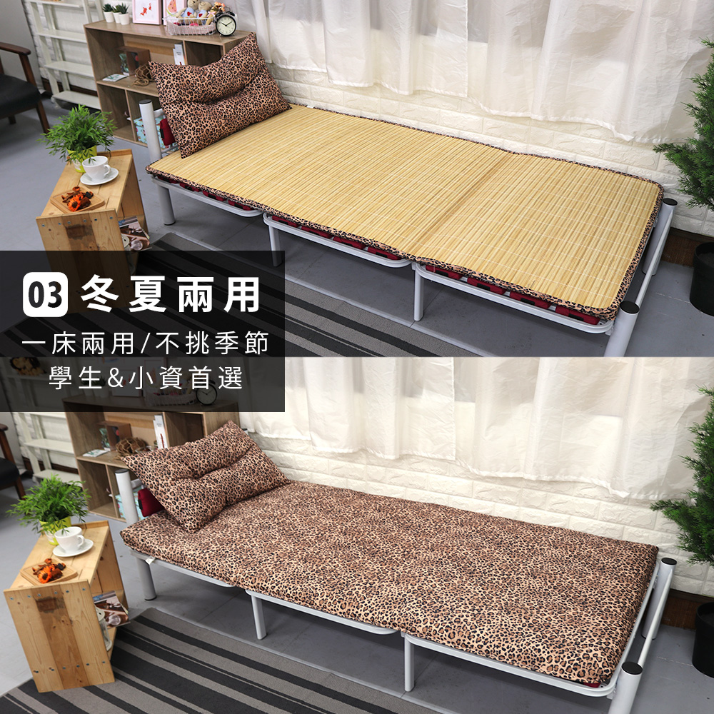 [台客嚴選] 豹紋竹面單人透氣床墊附枕 台灣製 學生床墊 單人床墊, 豹紋, large