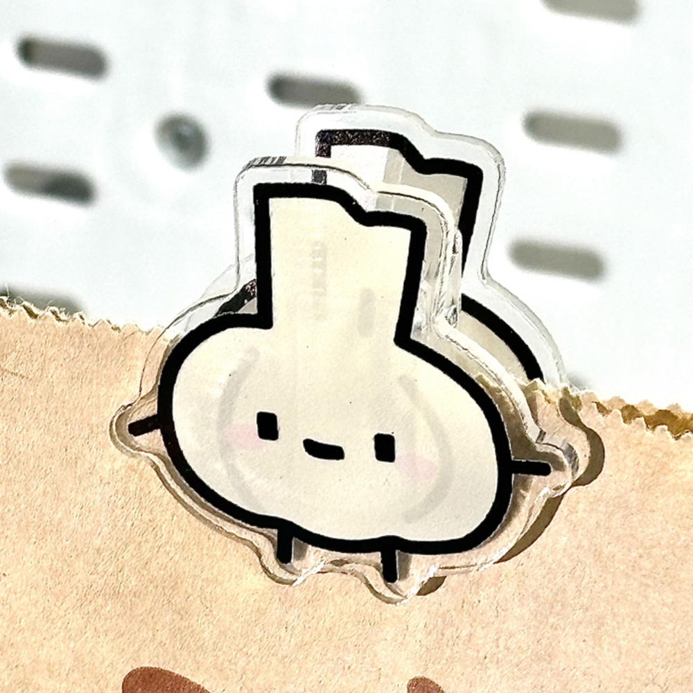 壓克力萬用夾【萌萌小蒜頭】小夾子 貓咪夾 黑貓夾子 文件夾 分類夾 收納夾 迷你夾 造型夾 蔬菜夾 飲料 大開口 雙面夾, , large