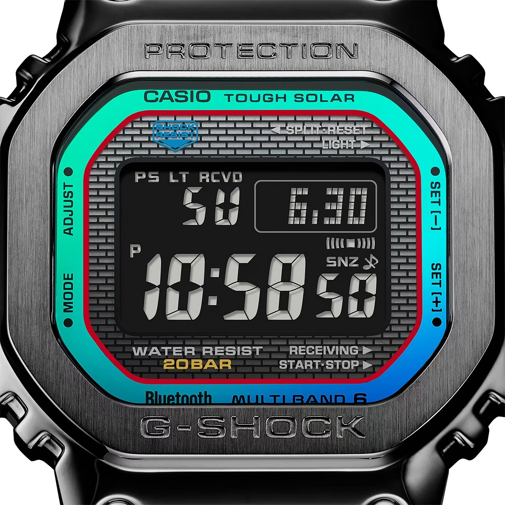 CASIO 卡西歐 G-SHOCK 全金屬 彩虹光譜 太陽能電波手錶-個性黑 GMW-B5000BPC-1, , large
