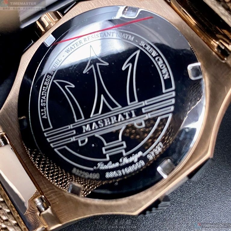 [星晴錶業]MASERATI手錶,42mm,R8853108009黑色錶面玫瑰金錶殼玫瑰金色米蘭錶帶款, , large