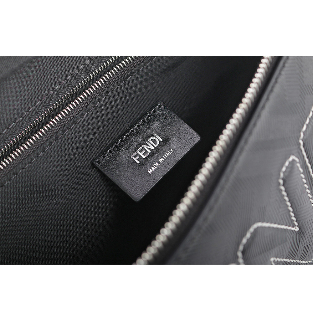 FENDI FF Logo Shadow 皮革腰包/黑色, , large