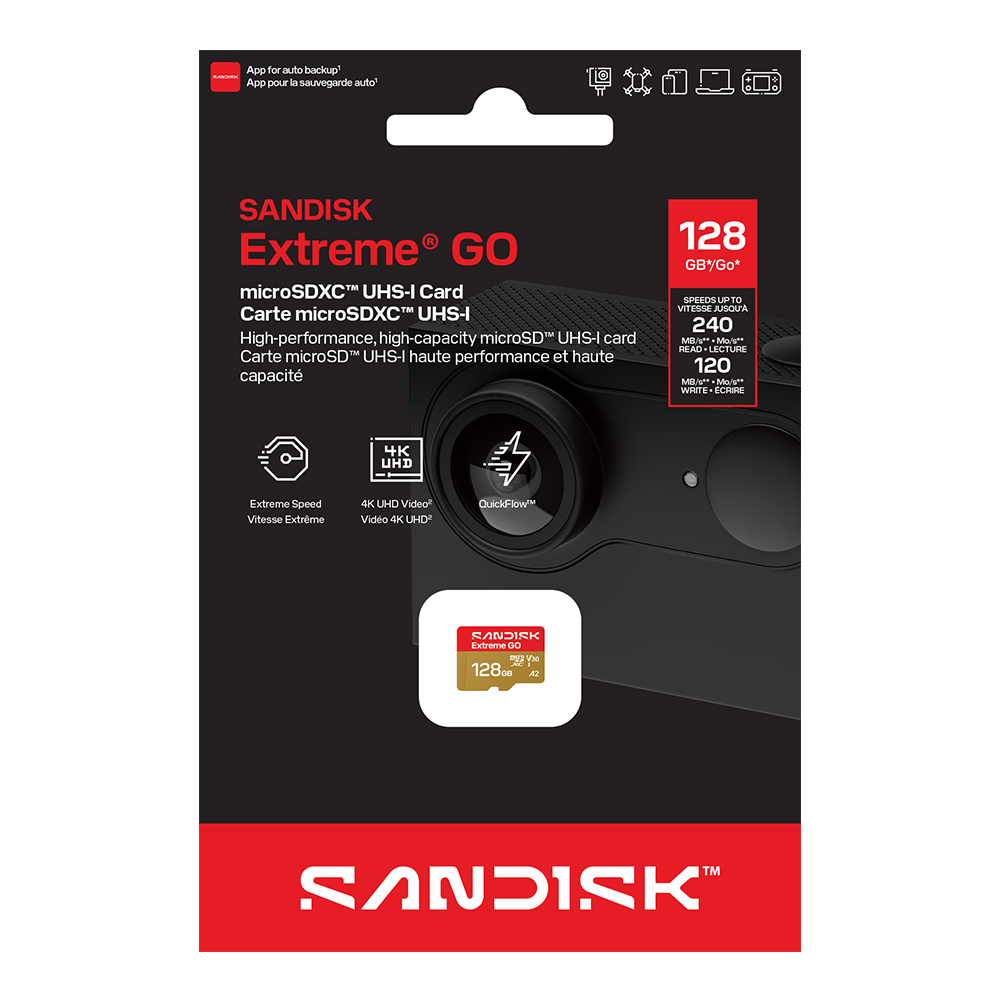 【SanDisk】Extreme GO 128G microSDXC A2 U3 UHS-I V30 4K 記憶卡, , large