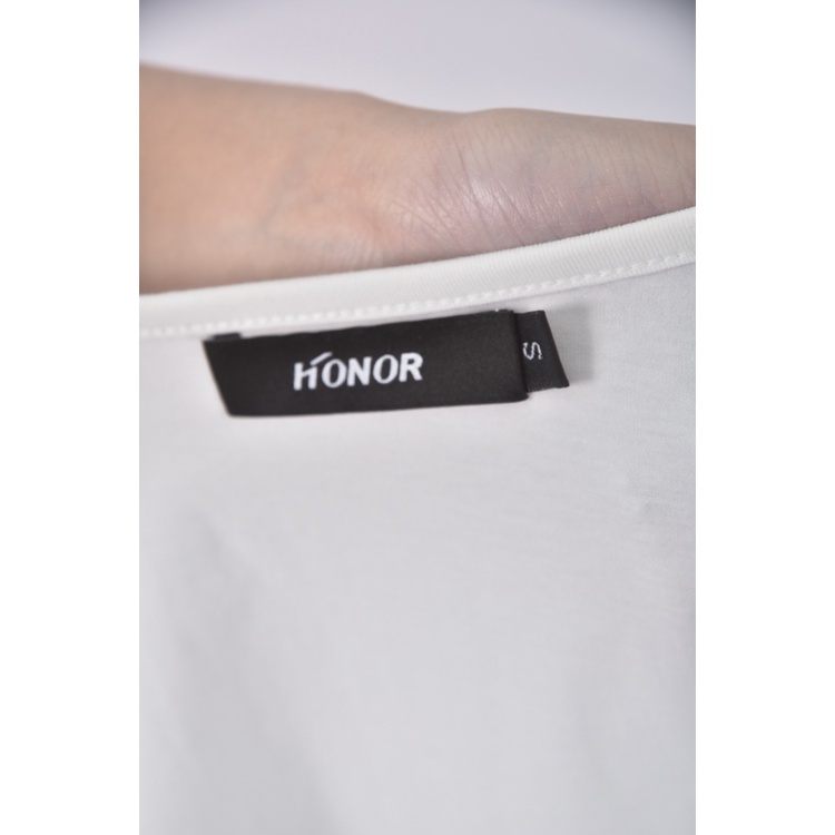 (S) honor質感棉質露肩白色短袖上衣二手衣, , large