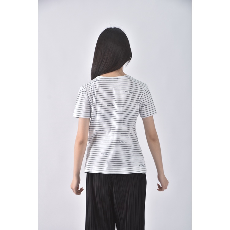 (S) tommy hilfiger棉質純棉條紋白色短袖上衣二手衣, , large