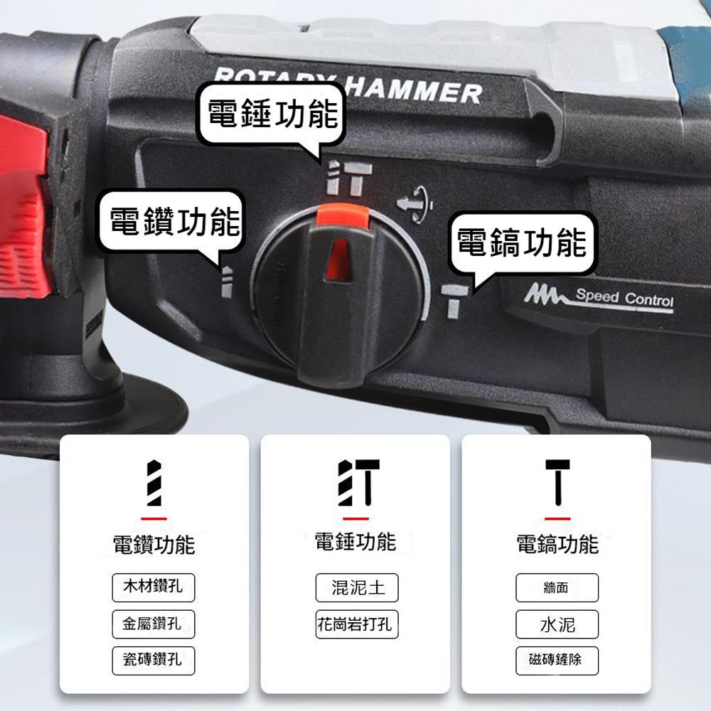 28D輕型電錘+工具箱+五隻鑽頭+電錘轉電鑽夾頭, , large