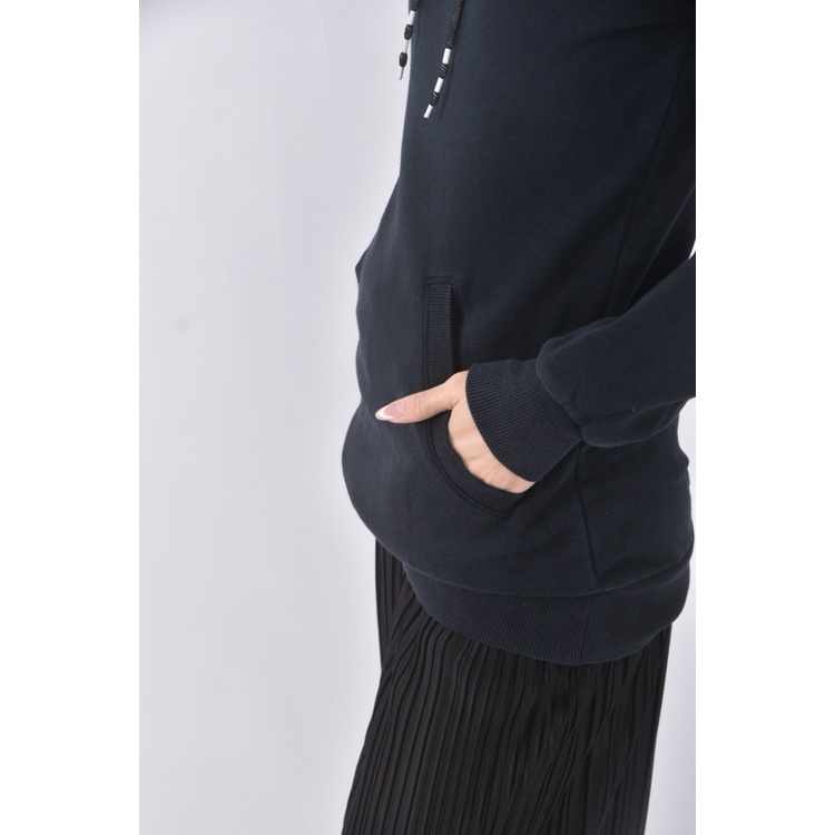 (S) adidas質感連帽長版黑色長袖上衣二手衣, , large