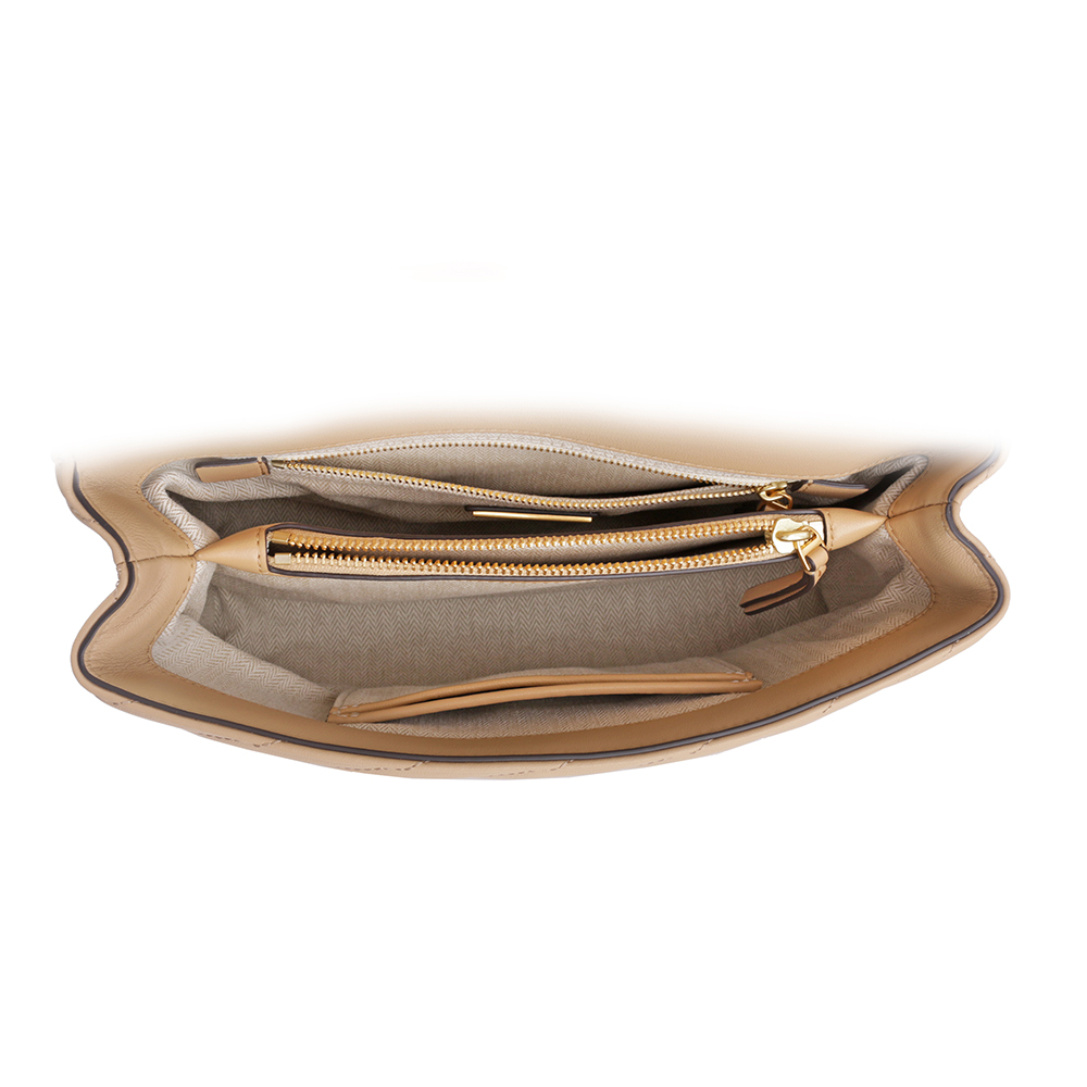 TORY BURCH Kira 縫線設計翻蓋肩背/斜背鍊包/沙漠色, , large