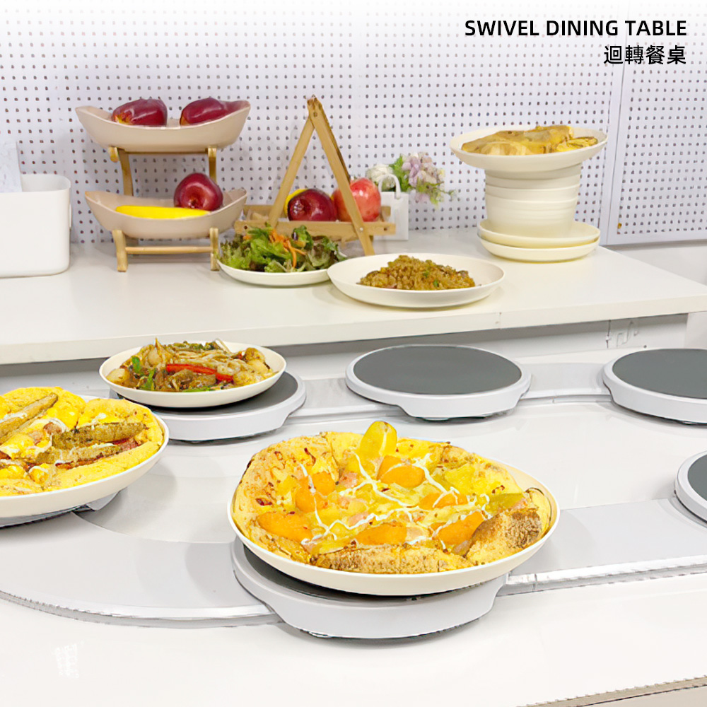 【上手家居】迴轉餐桌 白色6盤(菜盤/餐桌轉盤/旋轉餐盤/旋轉盤/旋轉菜盤), , large