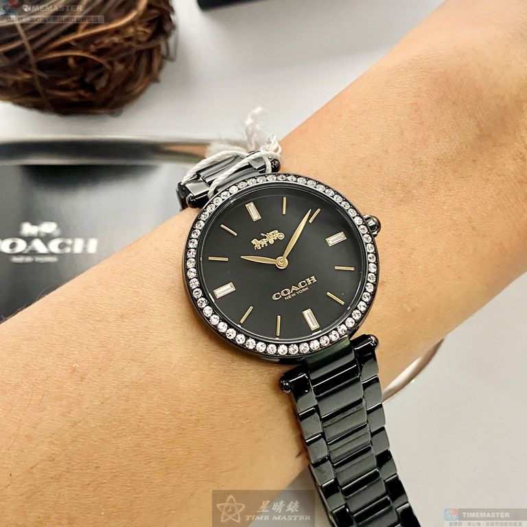 [星晴錶業]COACH手錶,34mm,CH00132黑色錶面銀錶殼深黑色精鋼錶帶款, , large