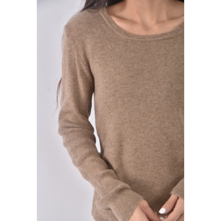 (M) manhattan質感圓領棕色長袖上衣二手衣, , large