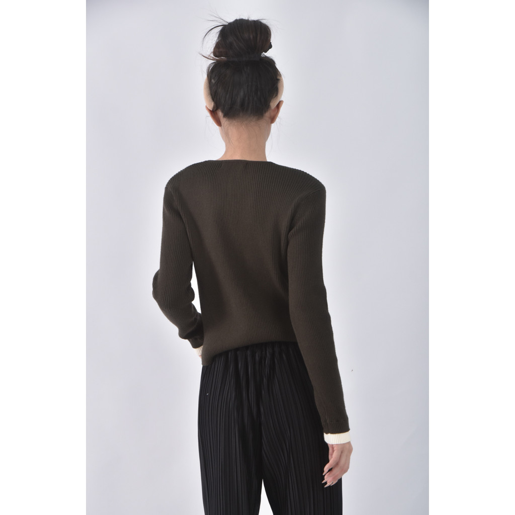 (S) style pink韓牌假兩件綠色長袖上衣二手衣, , large