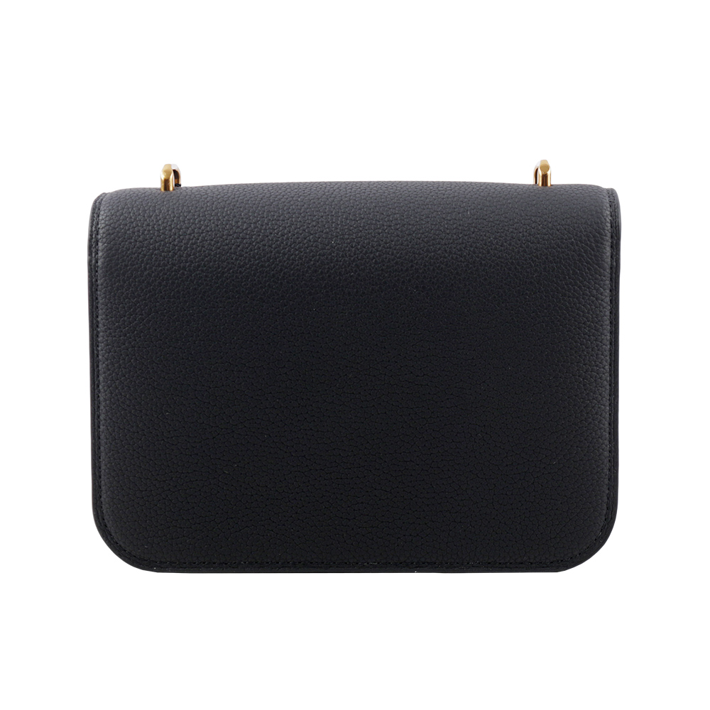 TORY BURCH Eleanor 荔枝皮革大標誌翻蓋小款二用包/黑色, , large