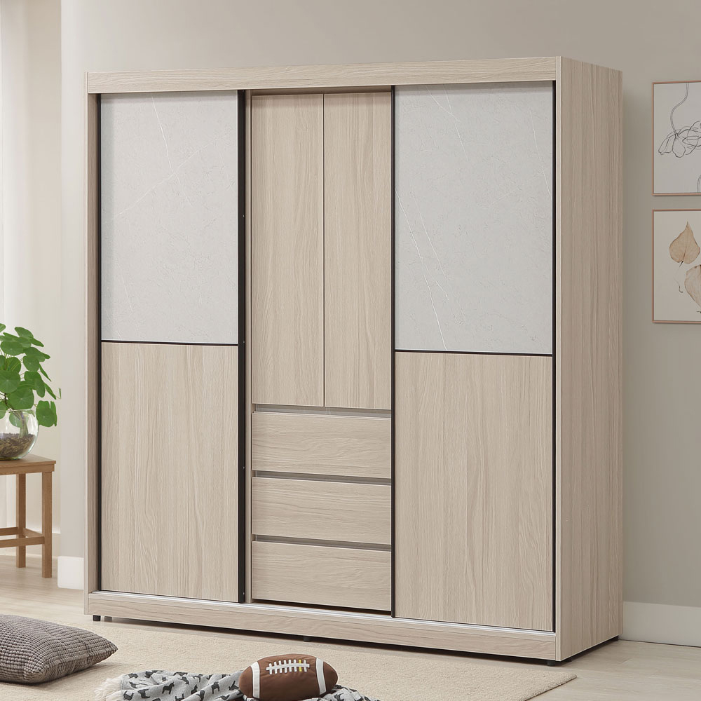 【Homelike】喜家居6尺雙色推門衣櫃(2502), , large