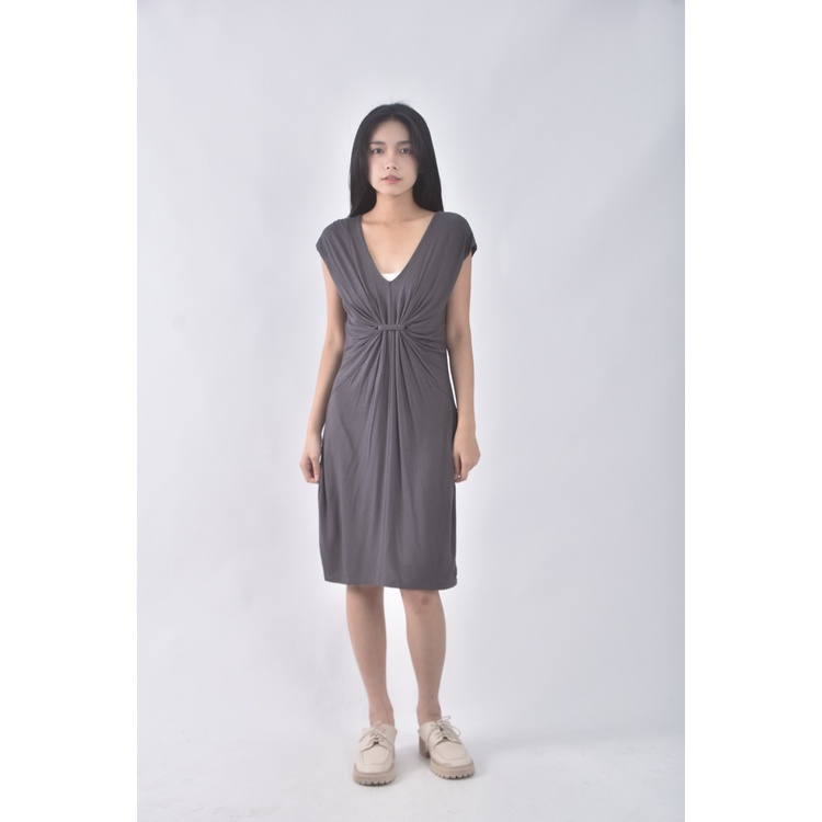 (S) ann taylor質感V領灰色洋裝二手衣, , large