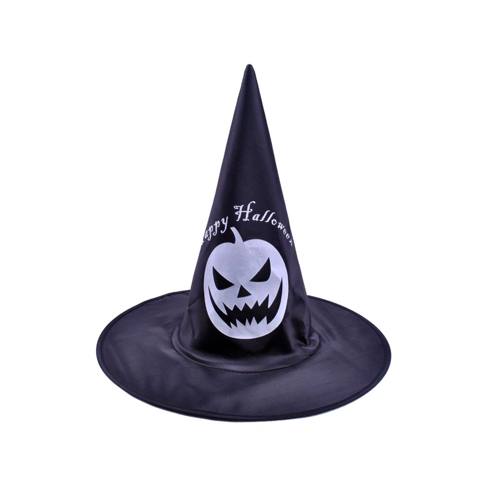 Evil pumpkin witch hat, , large