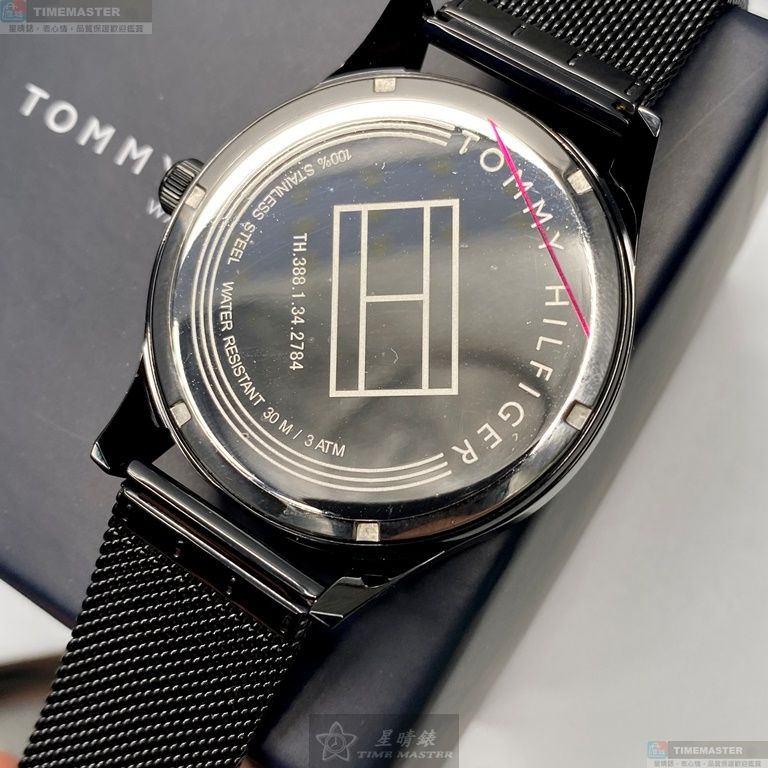 [星晴錶業]TommyHilfiger手錶,44mm,TH00030黑色錶面黑錶殼深黑色米蘭錶帶款, , large