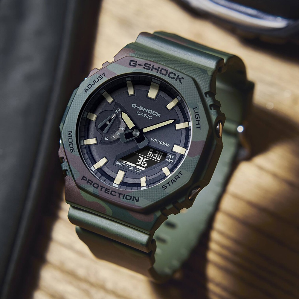 CASIO 卡西歐 G-SHOCK 迷彩 八角電子錶 套錶 GAE-2100WE-3A, , large