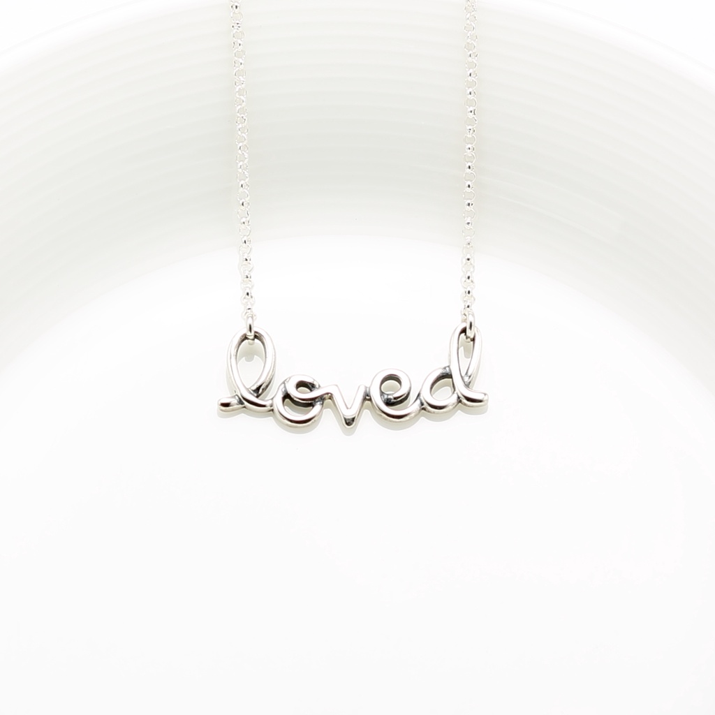 【Angel & Me】Letter Loved s925 sterling silver necklace Valentine Day gift, , large