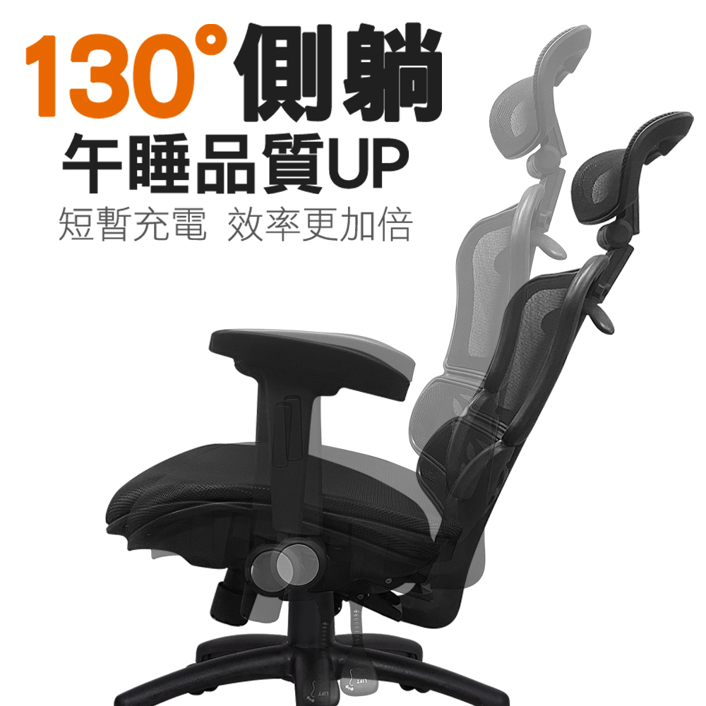 Pre-Assembled Taiwan-Made Ergonomic Breathable Chair with 5D Soft Armrests – Dual-Layer Mesh Seat Cushion + Flat Base, Cyclone Crystal Black – With Decorative Cap, , large