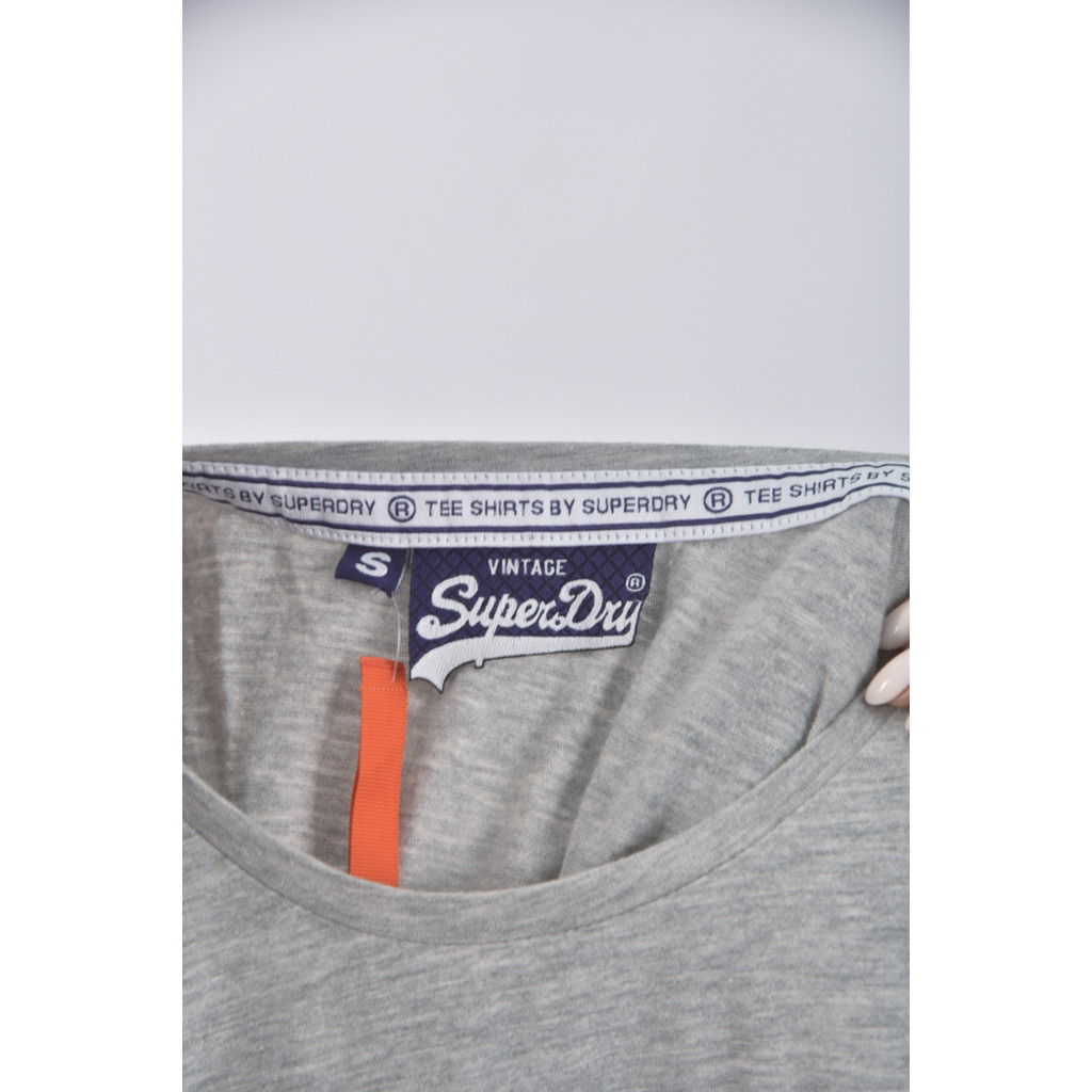 (S) superdry字母灰色短袖上衣二手衣, , large