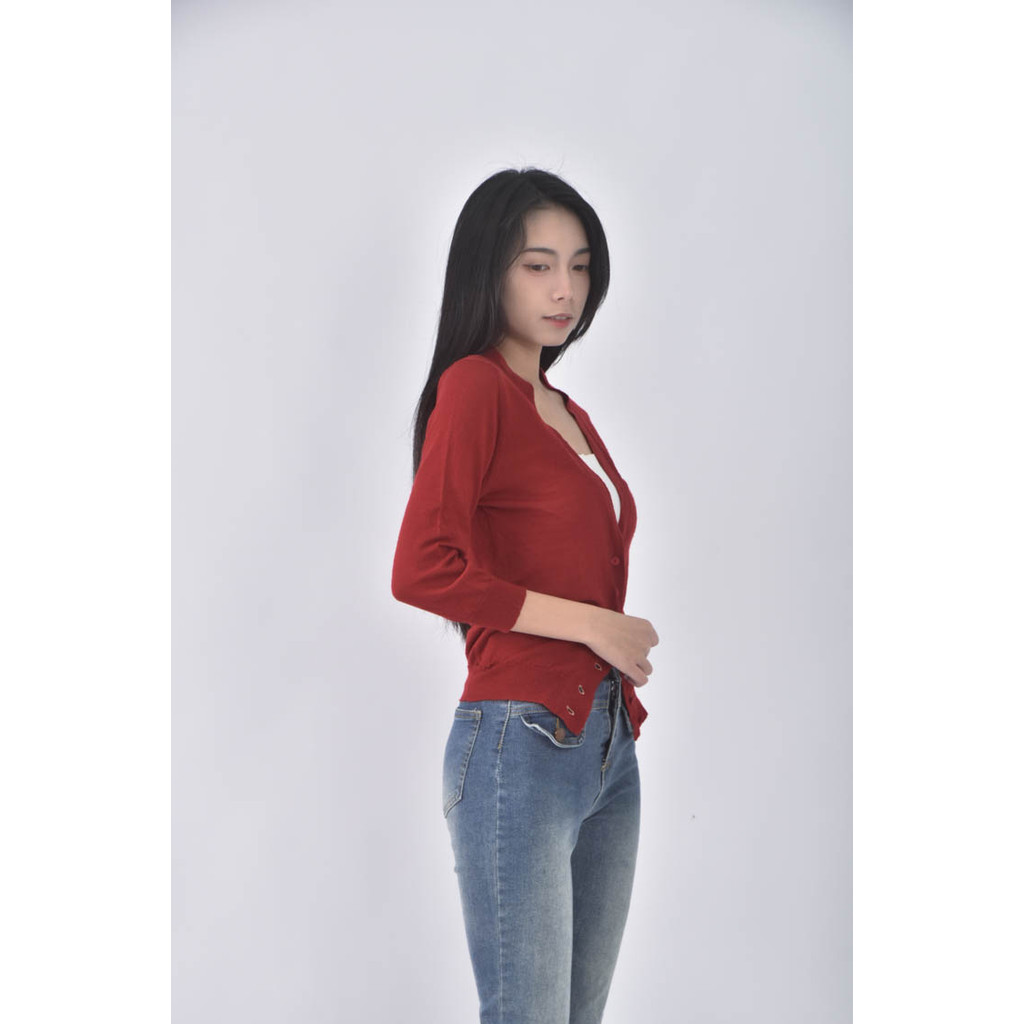 (S) nougat羊毛排扣純羊毛紅色外套二手衣, , large