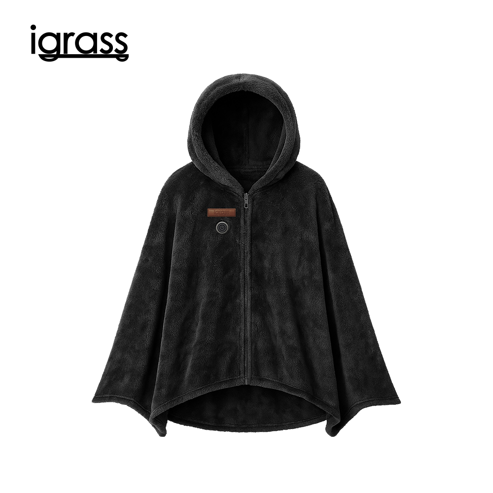 igrass outdoor 加熱披肩毛毯-暖霧灰