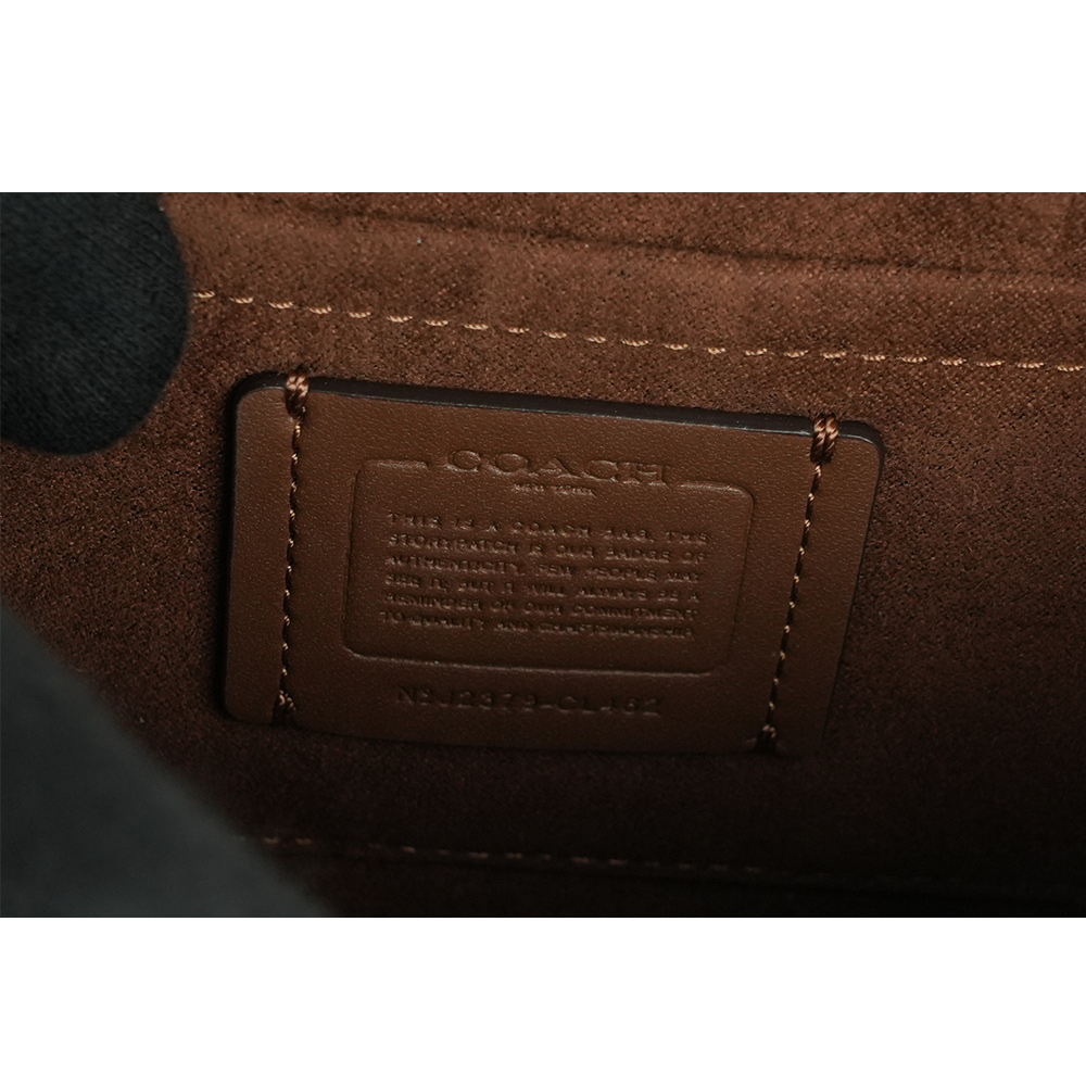 COACH Morgan 方形馬車標誌塗層帆布及皮革二用包/卡其色/磚紅色, , large