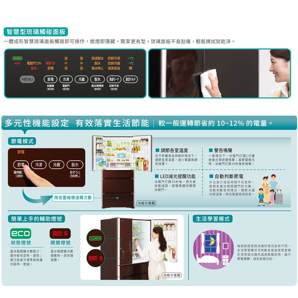 HITACHI APP Remote-Controlled 6-Door Glass Inverter Refrigerator (Japan-Made) RZXC740KJ, , large