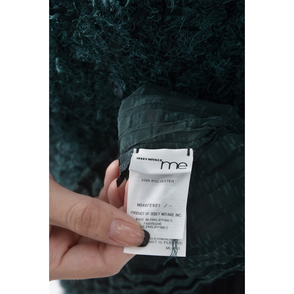 (S) issey miyake me質感外刷毛綠色短袖上衣二手衣, , large
