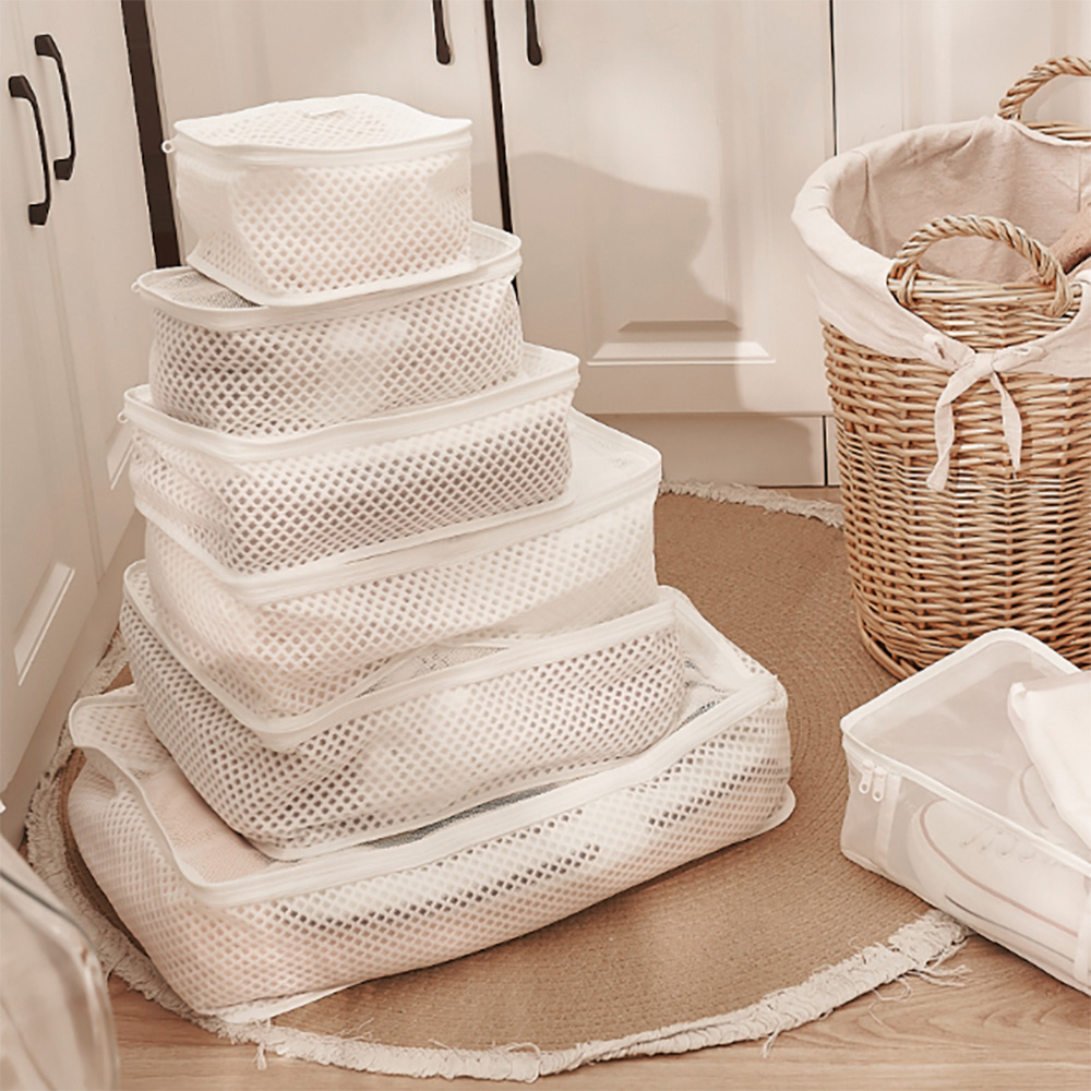 Suzzi Laundry & Travel Dual-Use Bag 2.0 - Daisy White - 8 piece set, , large