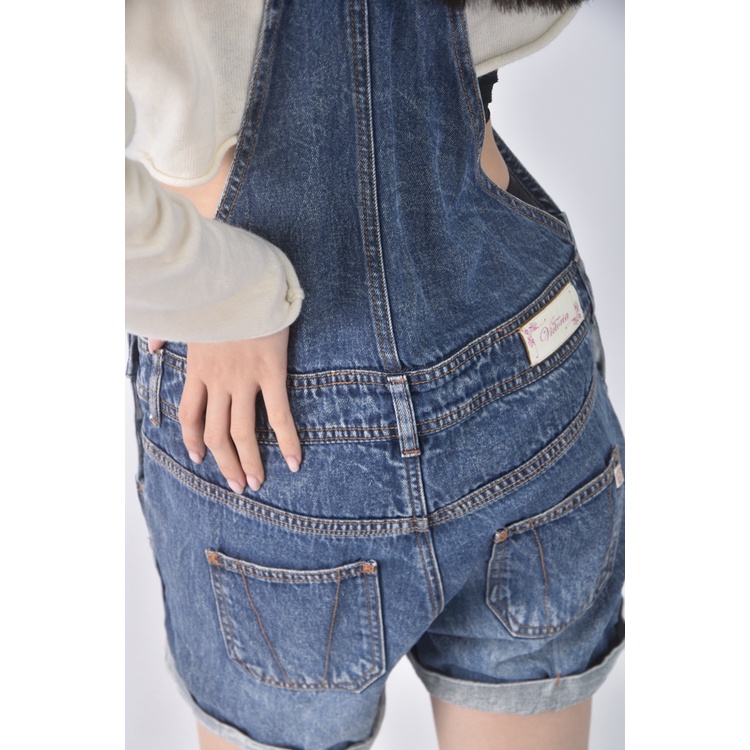 (XL) victoria丹寧牛仔吊帶藍色短褲二手衣, , large