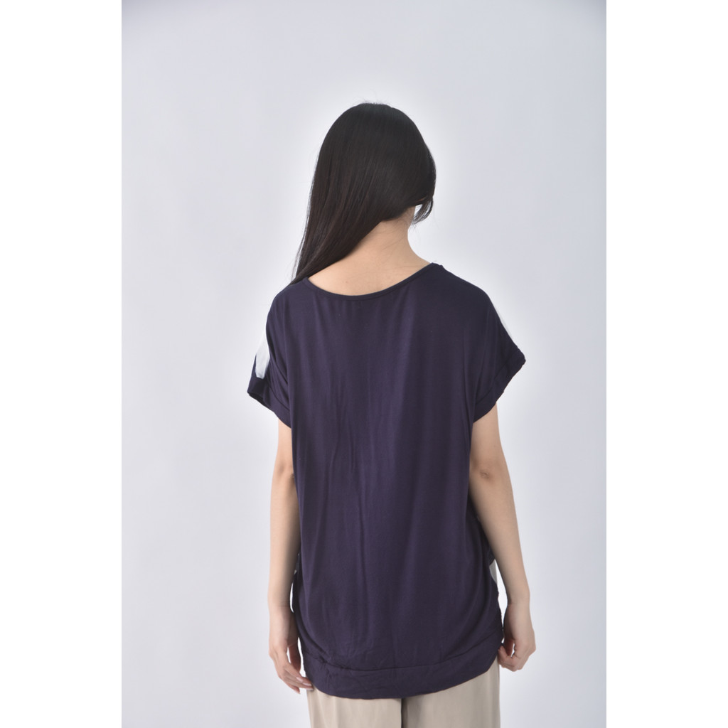 (L) obdesignV領藍色短袖上衣二手衣, , large