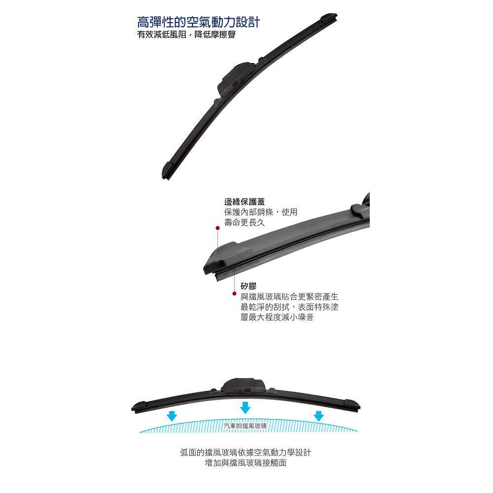 BLUECOL藍雀Aero-Flexible高彈性氣動軟骨雨刷17吋(430mm), , large