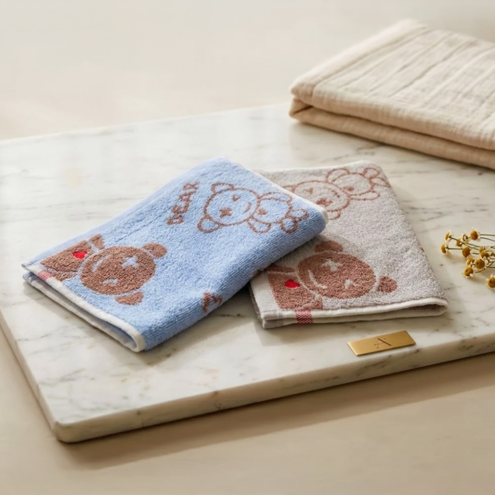 [Kaimei Cotton Industry] Randomly excellent pure cotton untwisted yarn absorbent children's towel/bath towel/face towel-Punk Bear, , large