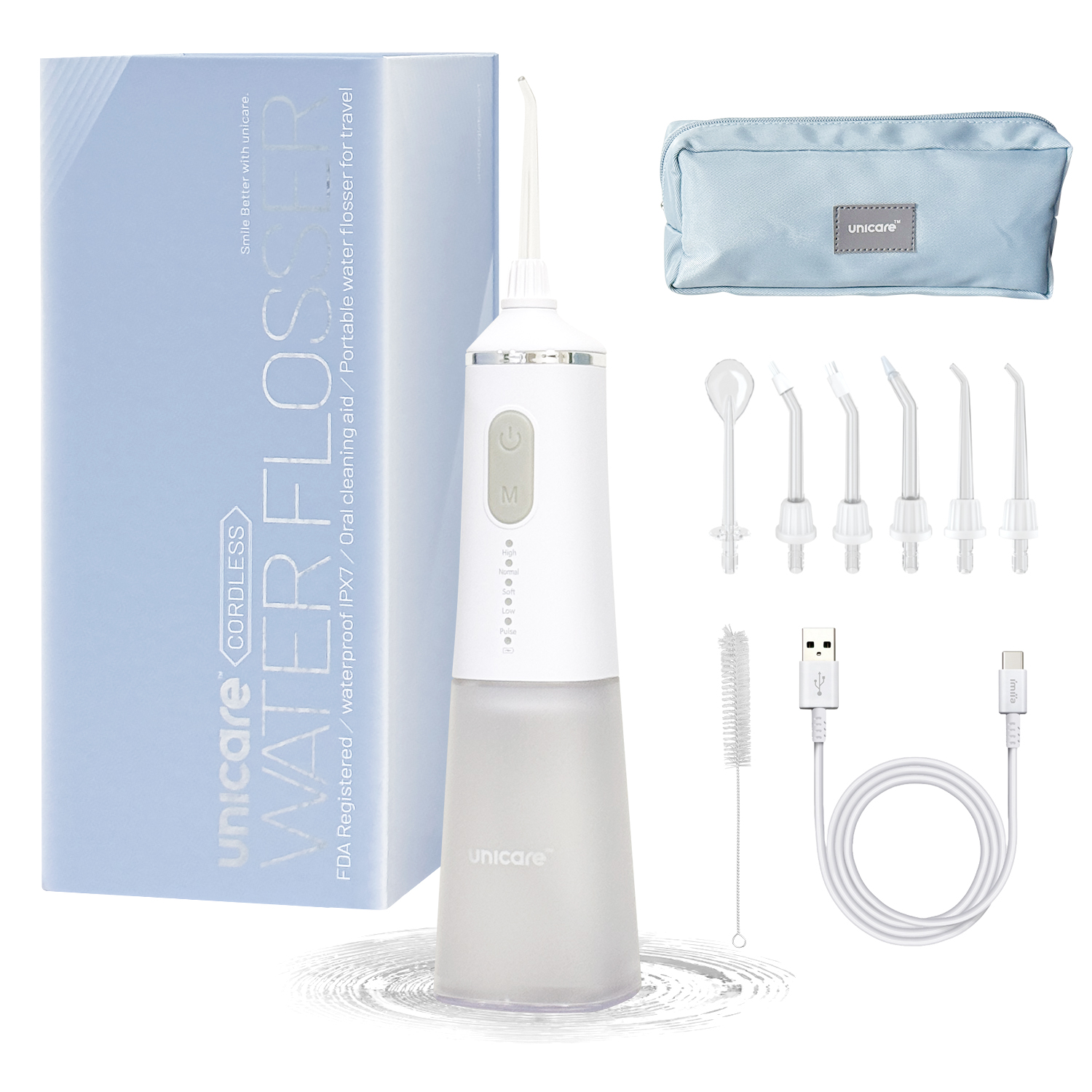 unicare&reg; USB Rechargeable Portable High-Performance Water Flosser, , large