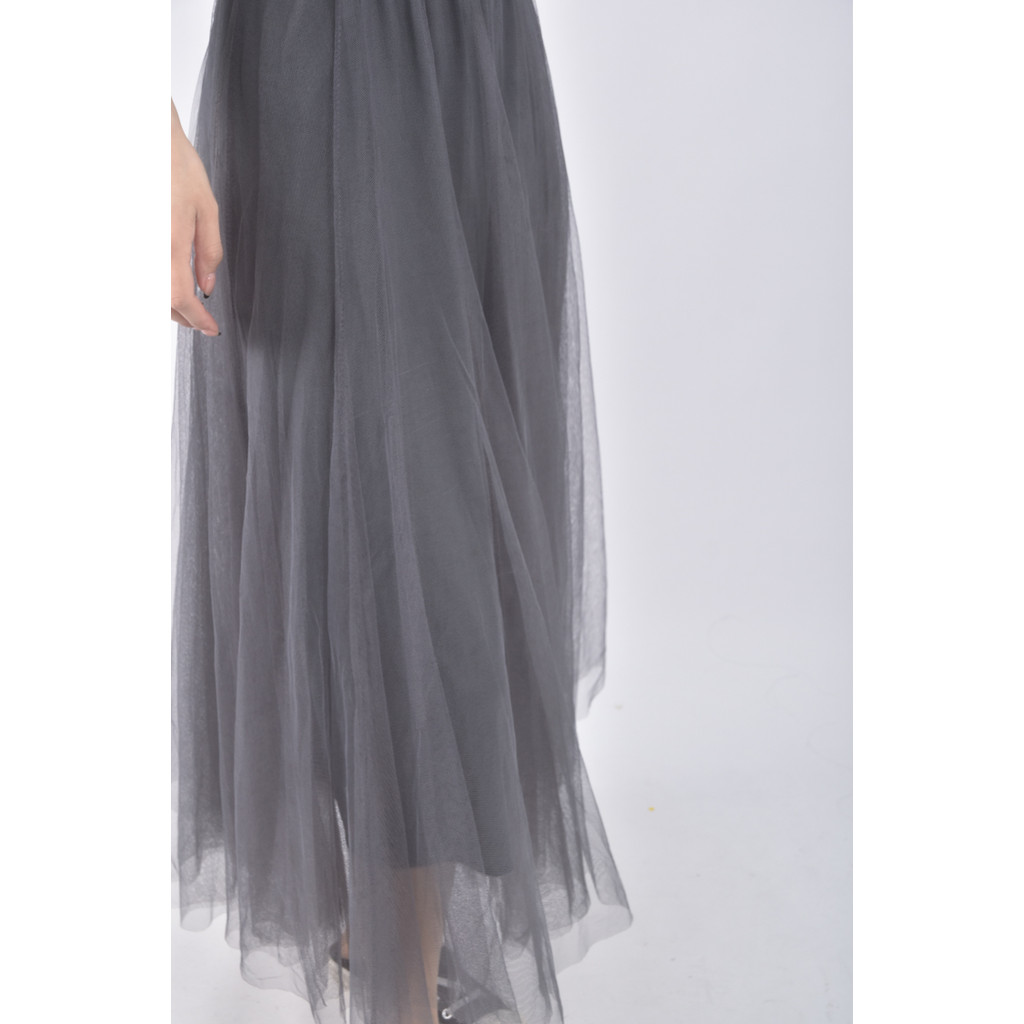 (S) 質感紡紗灰色長裙二手衣, , large