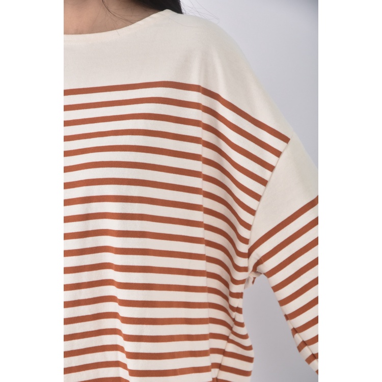 (F) discoat條紋橘色長袖上衣二手衣, , large