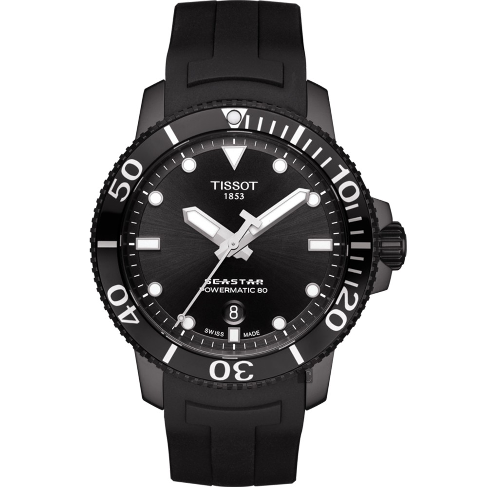 TISSOT 天梭 Seastar 海洋之星陶瓷潛水機械錶-PVD/43mm T1204073705100, , large
